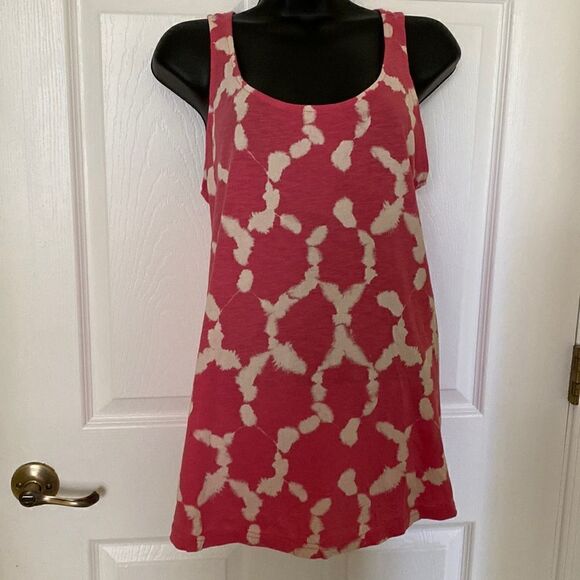 Bass Women’s Coral/Cream Print Racer Back Tee, Size Small - Picture 1 of 5